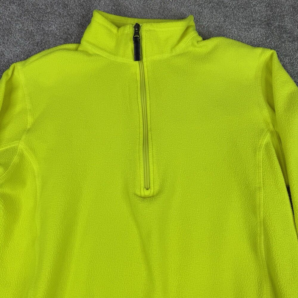 Lands End Sweater Unisex Medium Yellow 1/4 Zip Fleece Pullover Casual Preppy